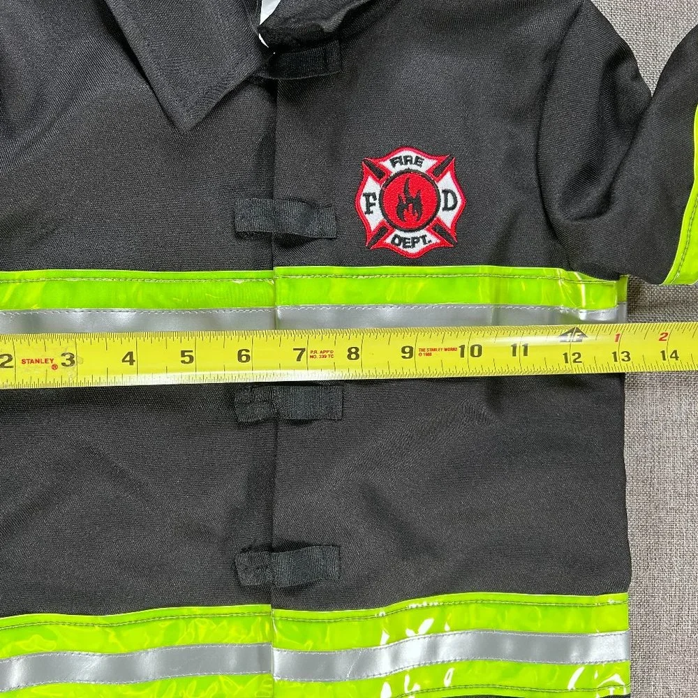 Amscan Kids Black Firefighter Costume with Lime Reflective Stripes - Picture 6 of 11